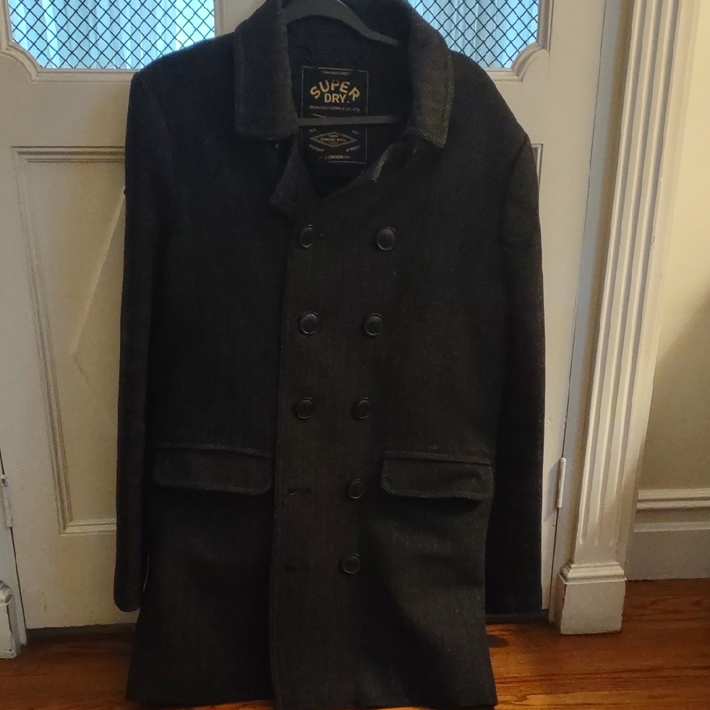 Superdry Men's Dark Gray Pea Coat